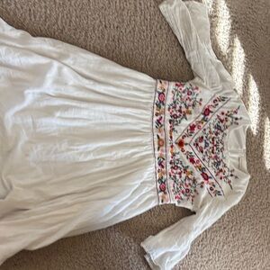 Roolee Ivory Dress with Multicolor Floral Embroidery